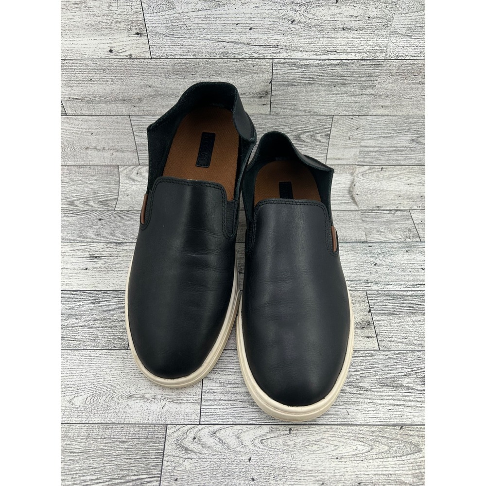 Olukai Pehuea Leather Black Slip On Sneakers Women Sz 7 Drop-In Heel 20329-4040
